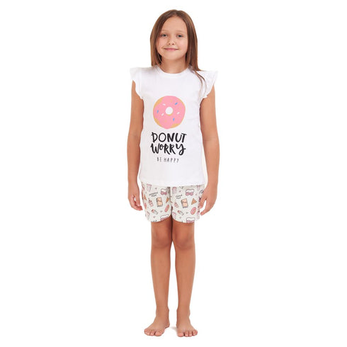 Girls summer pajama set Donut t-shirt + shorts